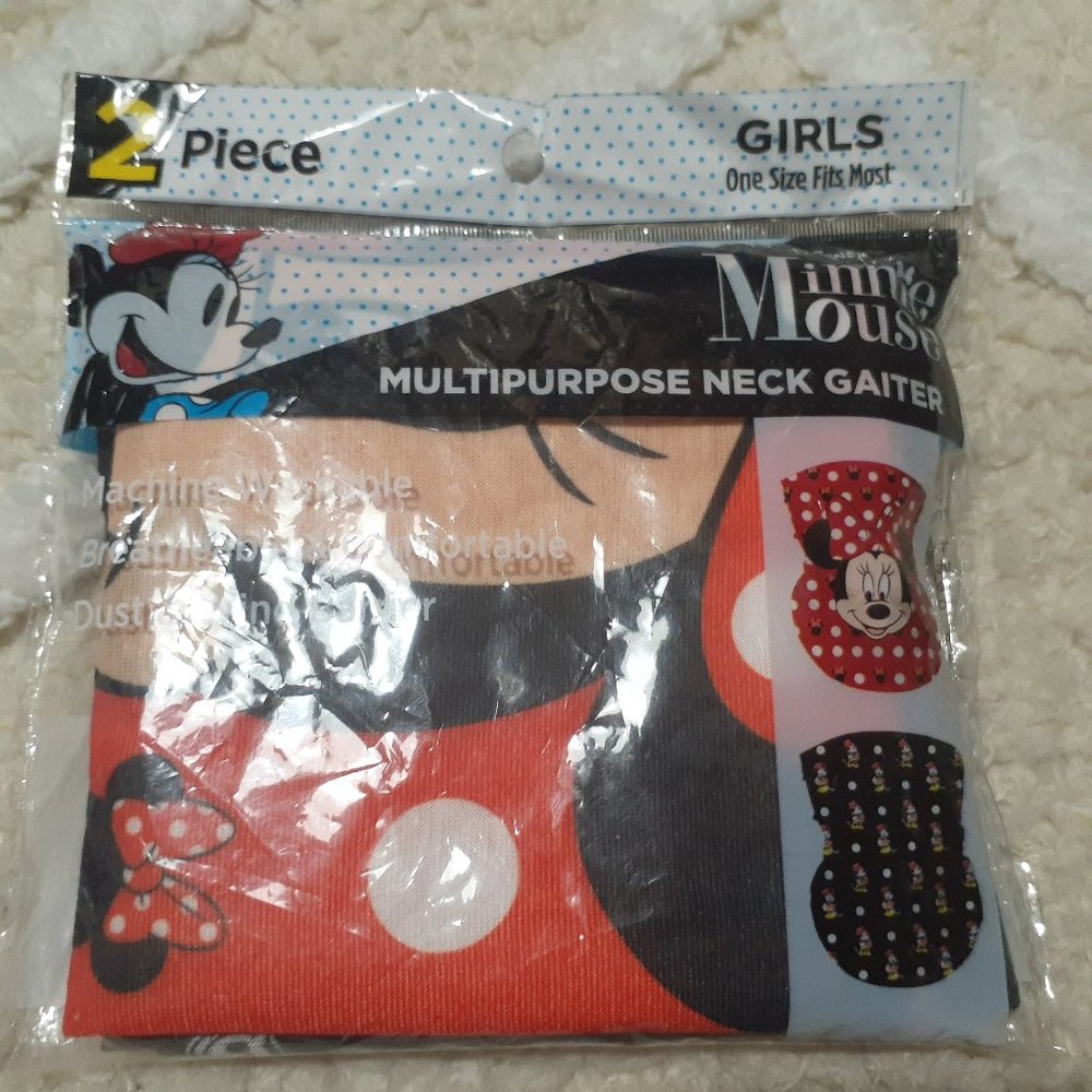 Girls Disney Minnie Mouse 2 Pack Of Multi Purpose Breathable Neck Gators Masks